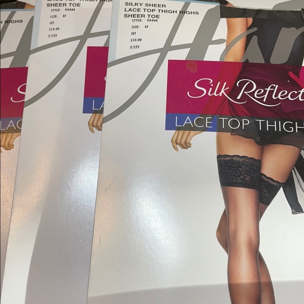 4 PAIRS OF LACE TOP THIGH HIGHS SIZE EF JET COLOR